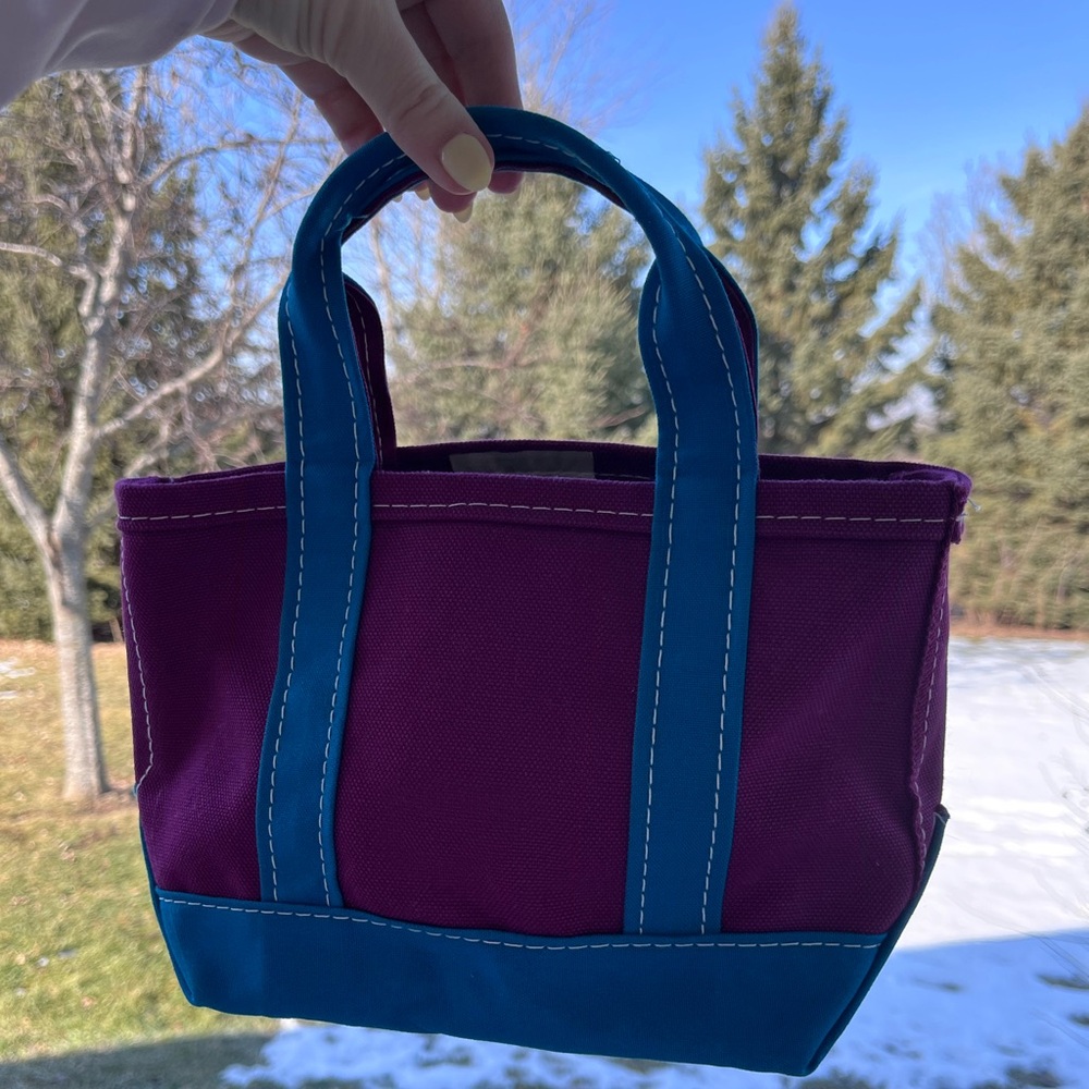 Vintage 90s LLbean mulberry green fall tote bag purse made in USA